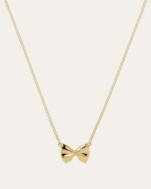 14K Yellow Gold Bowtie Pasta Station Necklace